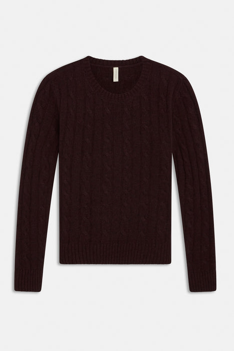 Cashmere Cable Crew (Burgundy)